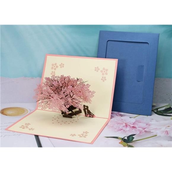 Handmade Cherry Blossom Card Pop Up 3D Flower Card Romantic Love Letter Greeting - Picture 7 of 7